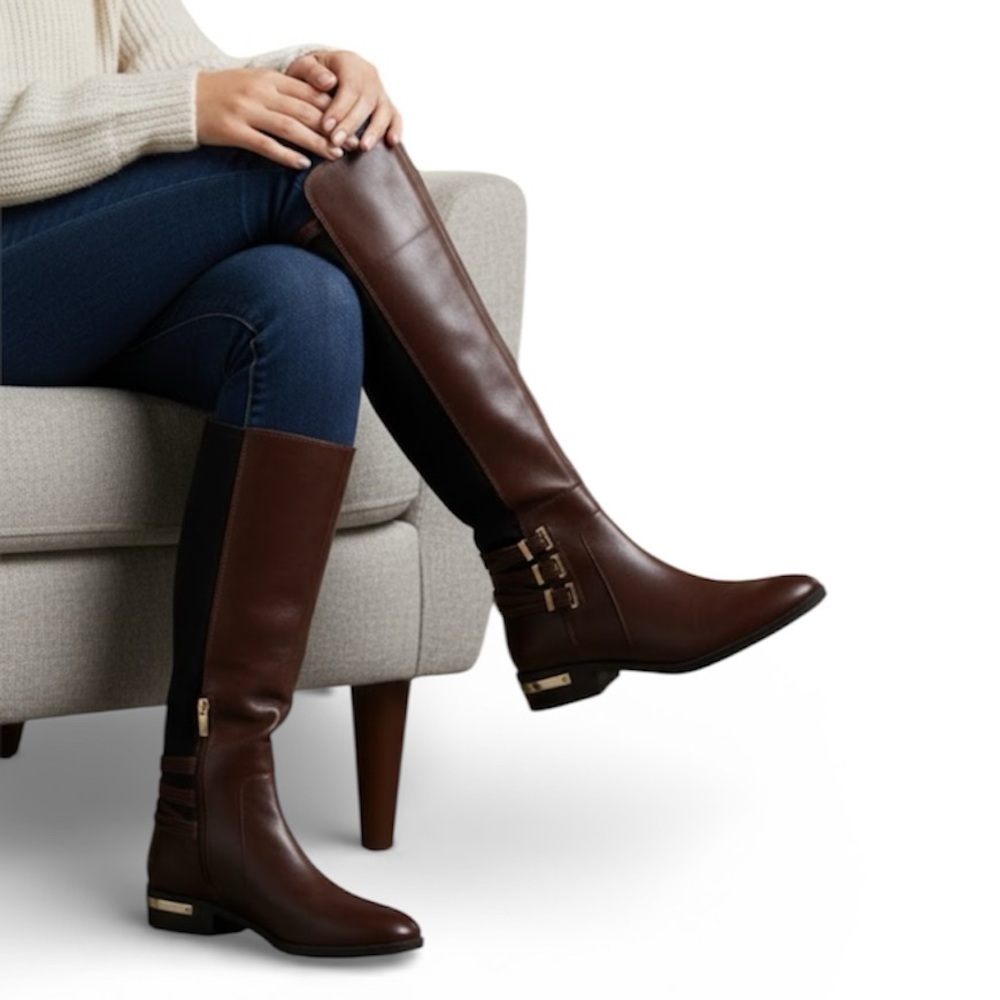 Vince Camuto Leather/Fabric Upper Dark Brown  Boots in Size 7M